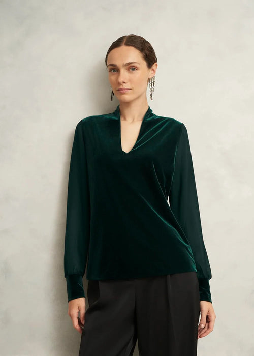 Aimee Velvet V Neck 3/4 Sleeve Top