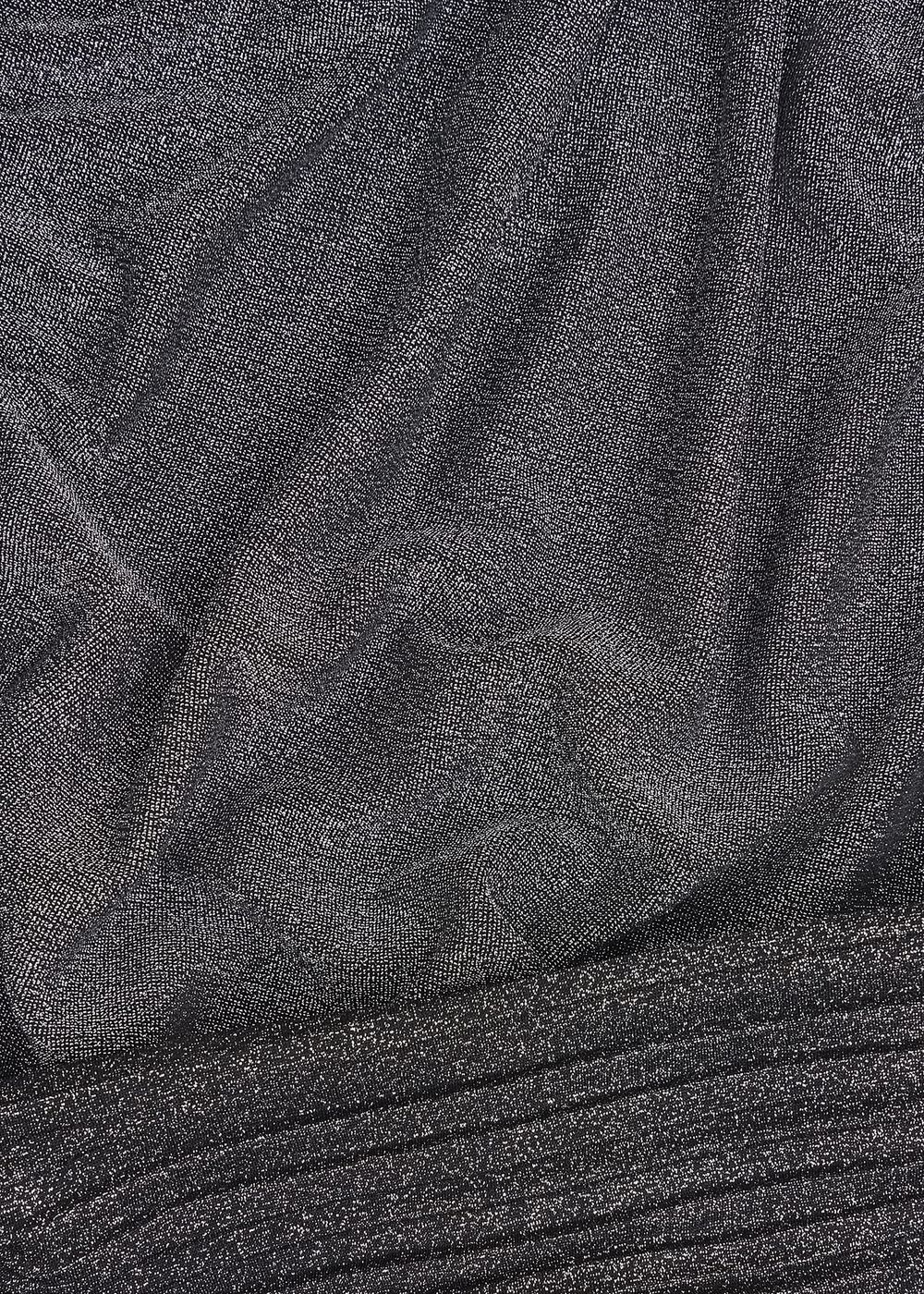 Silver Metallic Ashley Pleat Sleeve Twist Neck Top