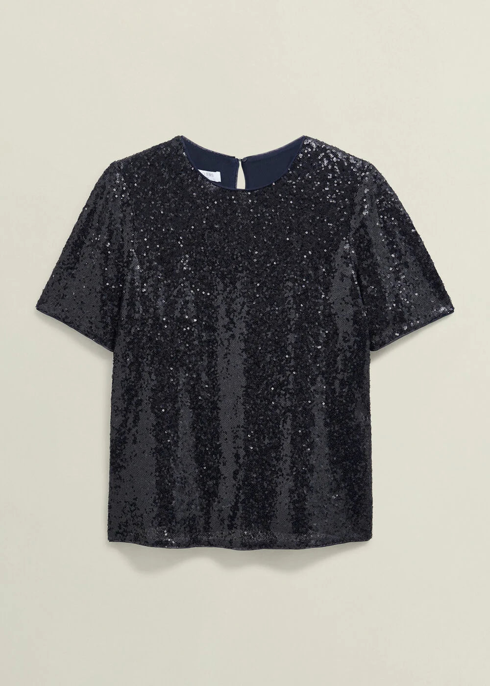 Navy Lilibet Sparkle Sequin Short Sleeve Top