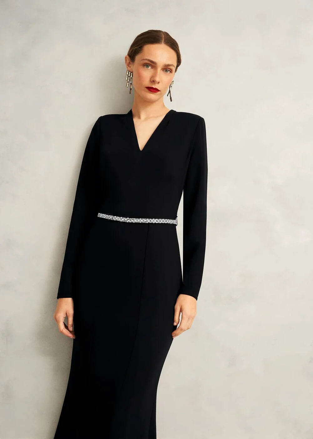 Black Meryl V Neck Maxi Dress