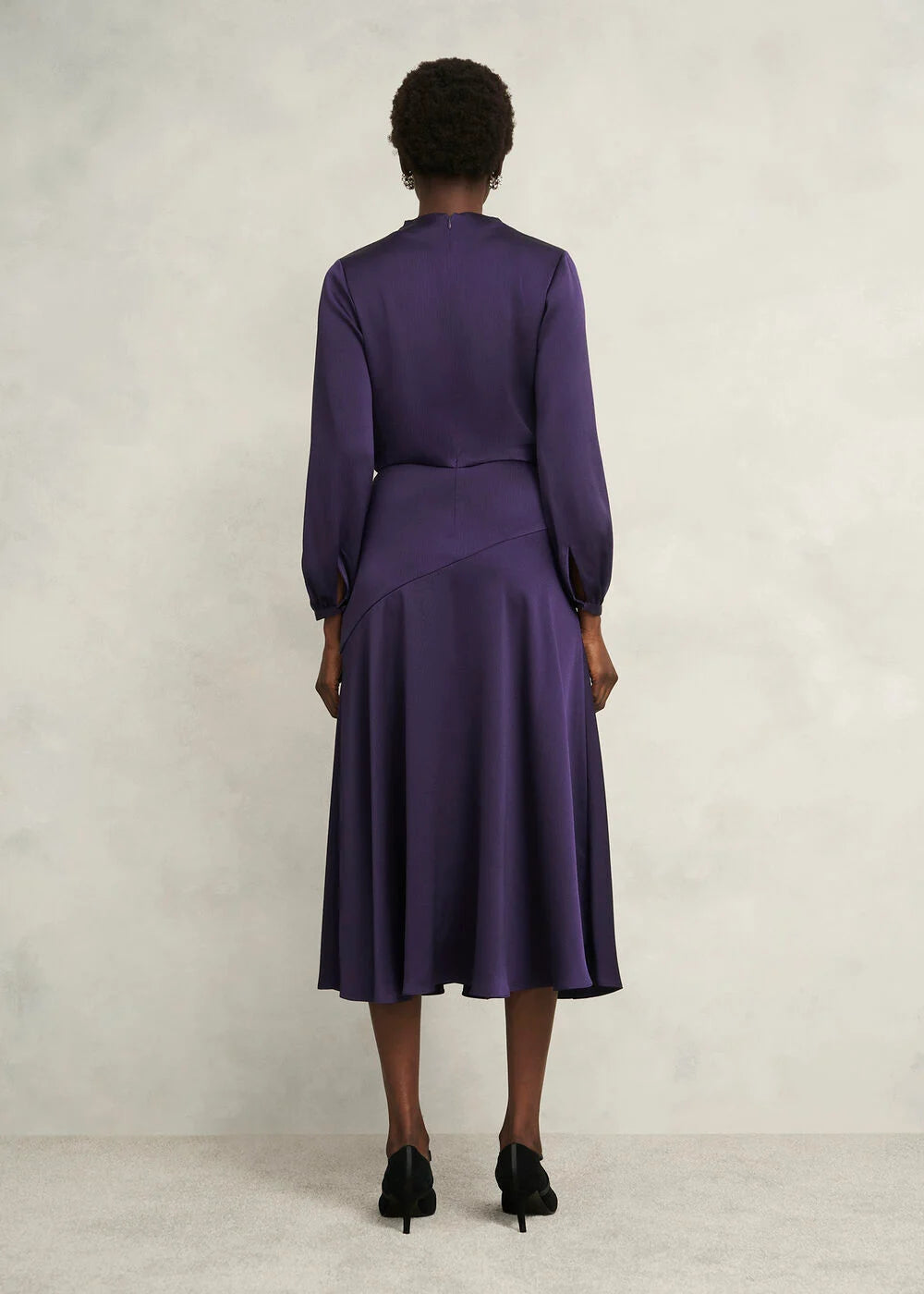 Midnight Purple Pearl Textured Satin Dress