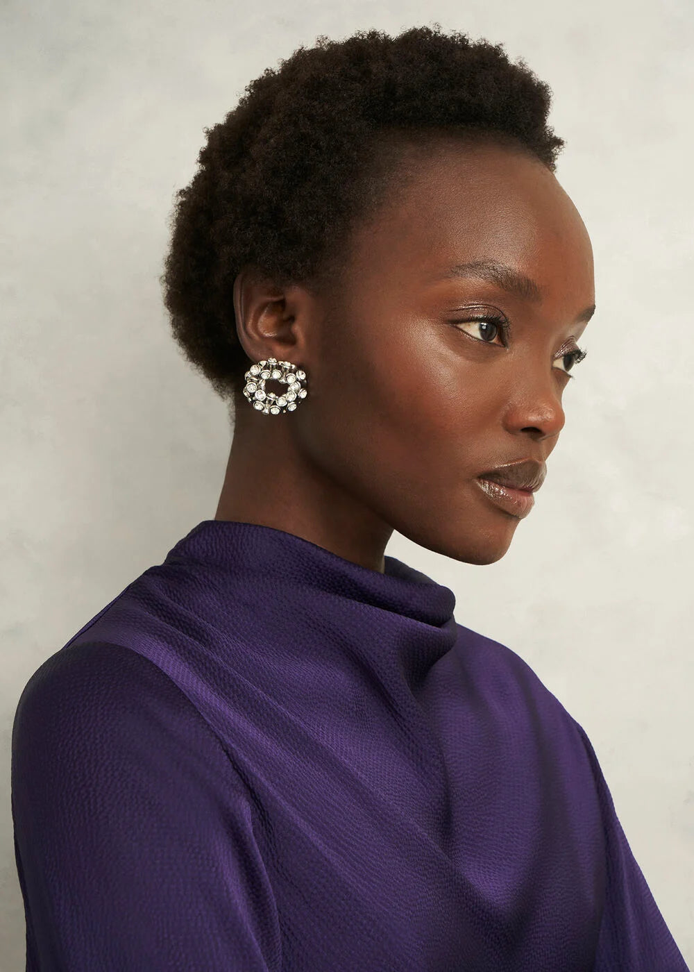 Midnight Purple Pearl Textured Satin Dress