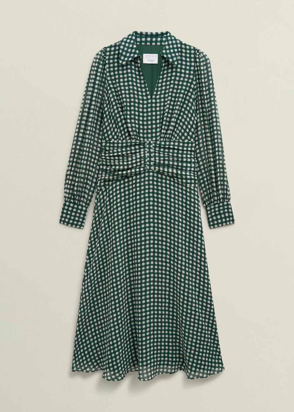 Green Cream Longstock Geo Midi Dress