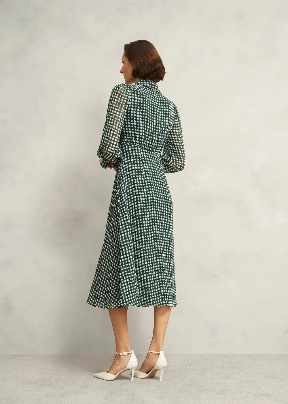 Green Cream Longstock Geo Midi Dress