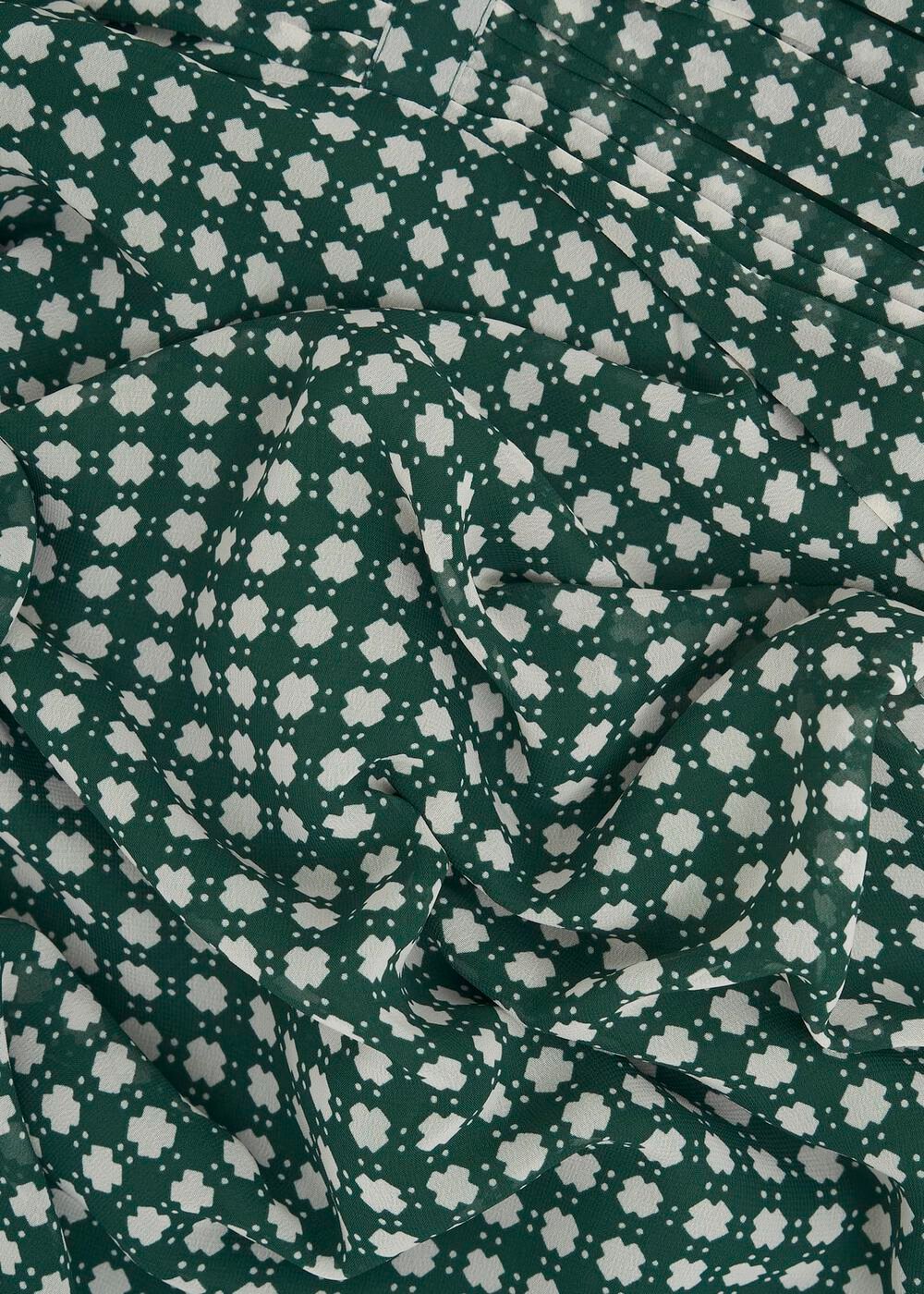 Green Cream Longstock Geo Midi Dress