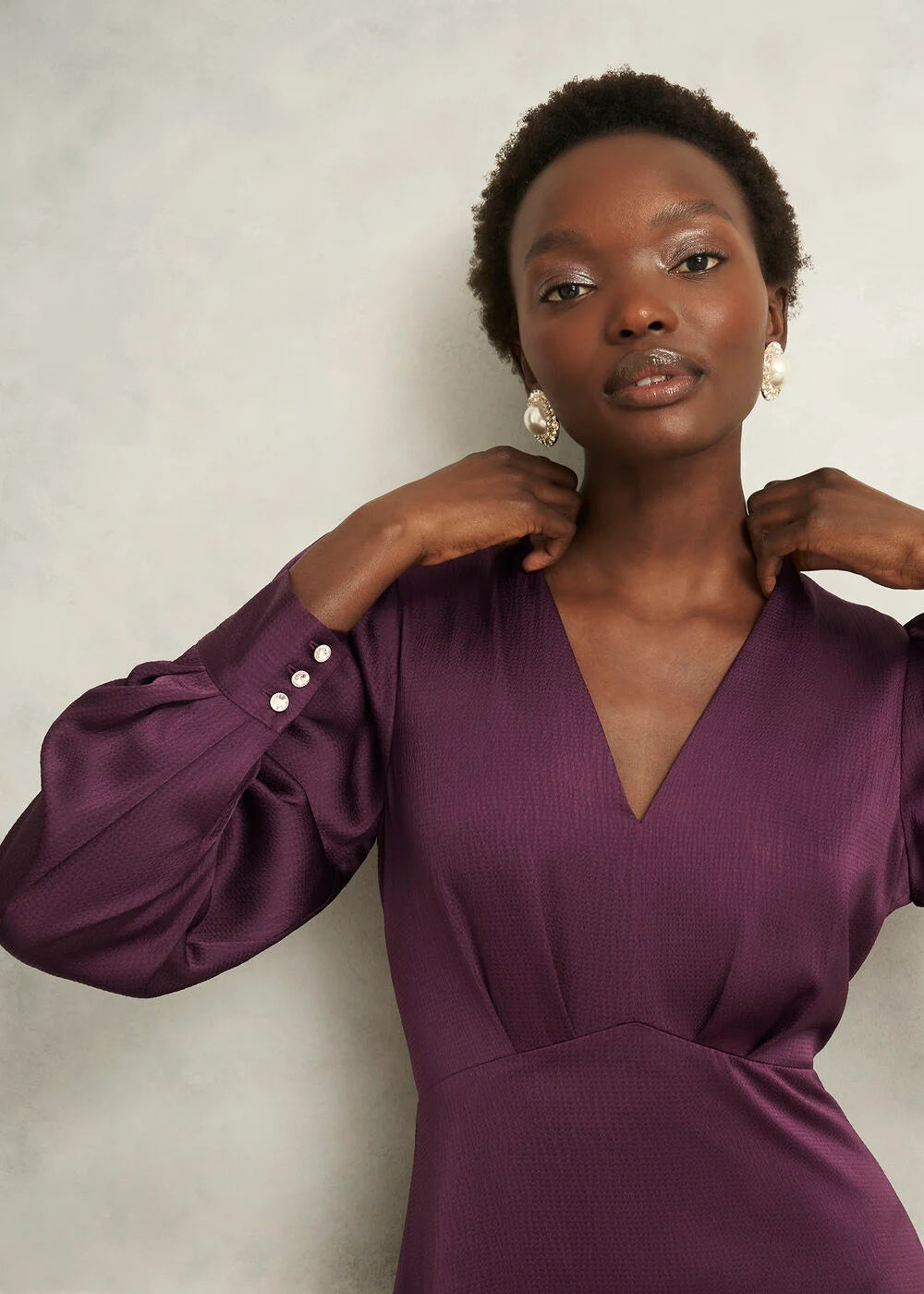 Onyx Red Anais Textured Satin Dress