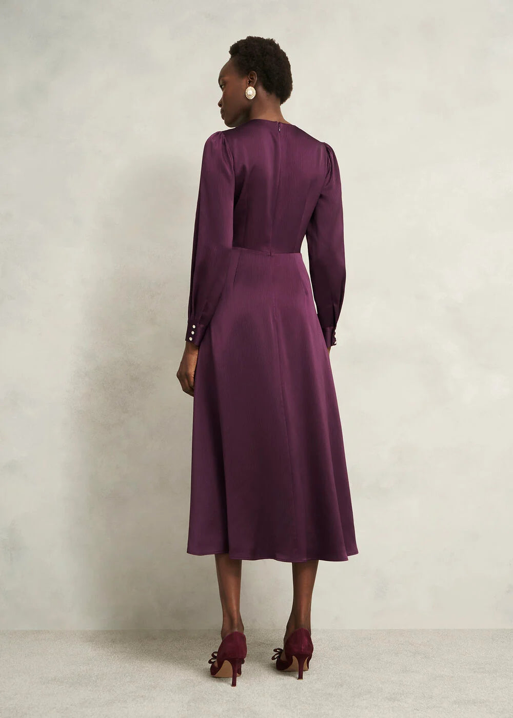 Onyx Red Anais Textured Satin Dress