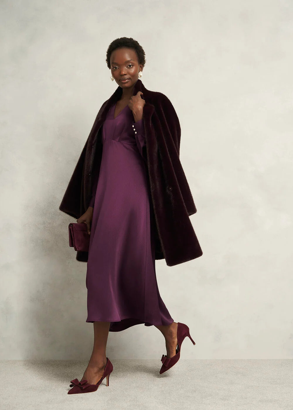 Onyx Red Anais Textured Satin Dress