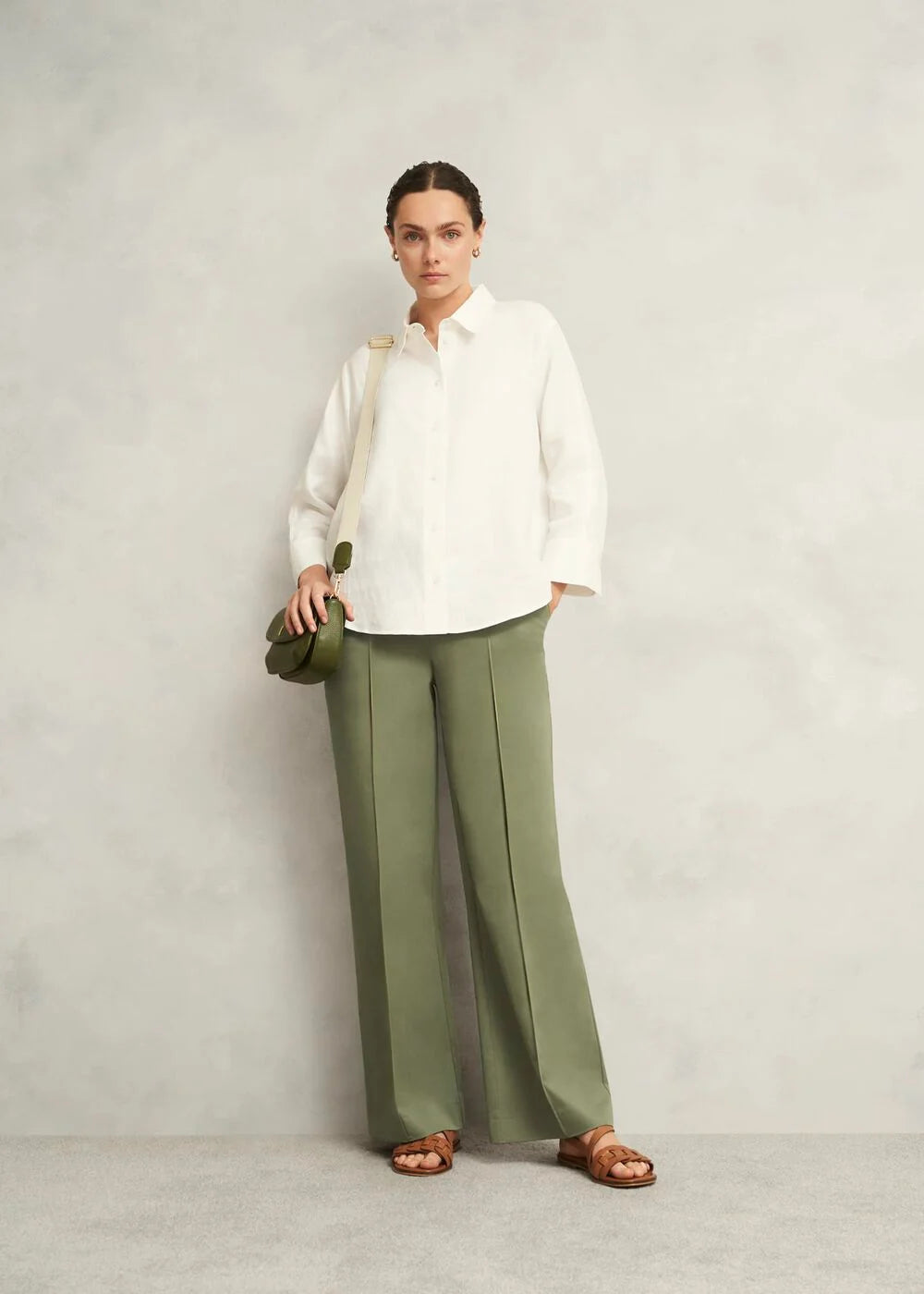 Dark Sage Green Kayley Cotton Trousers