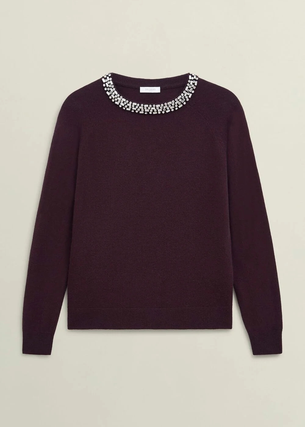 Malbec Purple Sherry Wool Blend Gem Detail Jumper