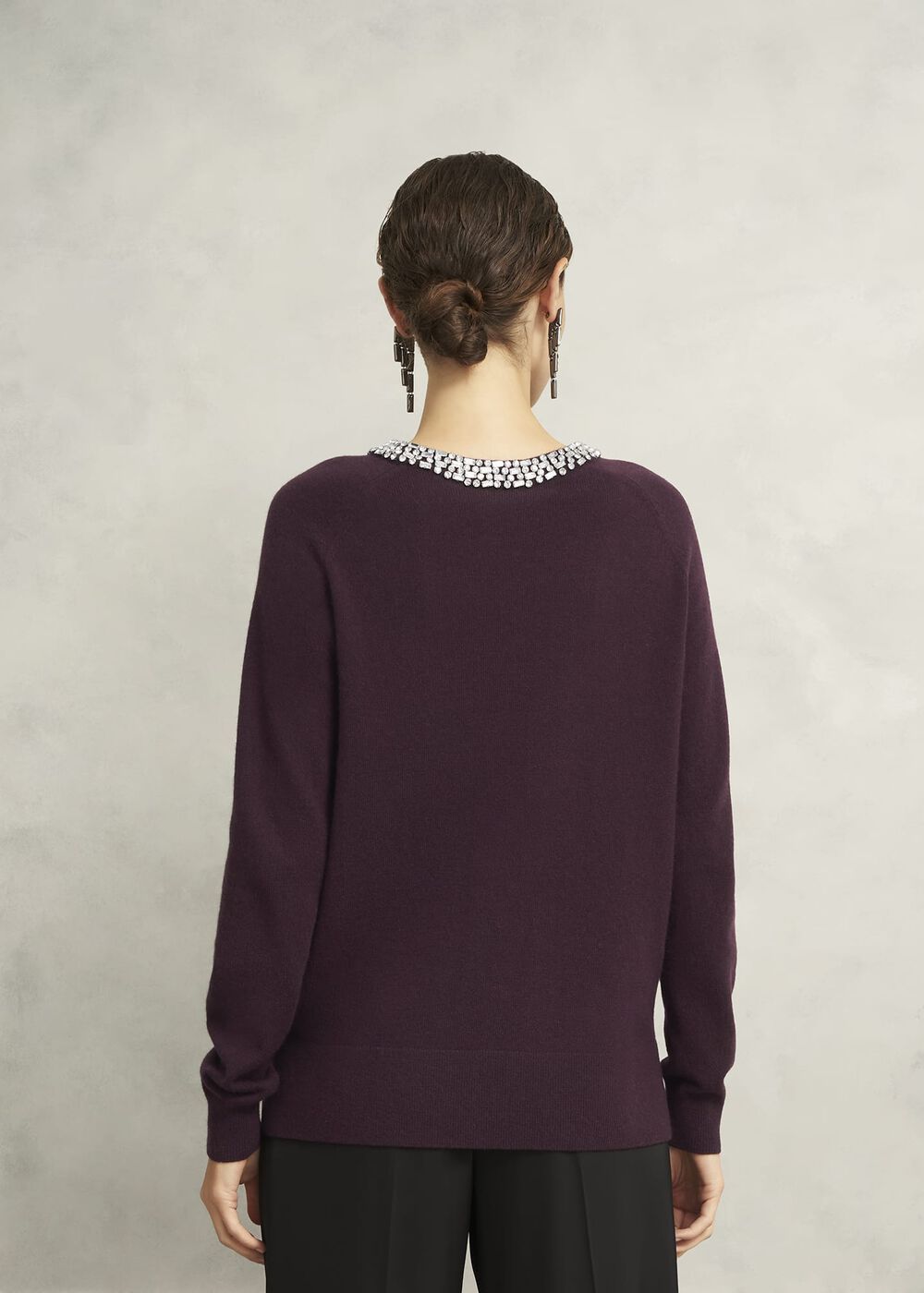 Malbec Purple Sherry Wool Blend Gem Detail Jumper