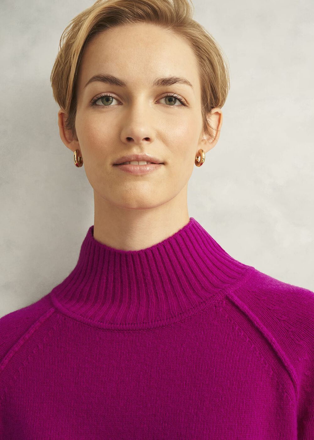 Pink Lorraine Wool Blend Turtle Neck Knitted Jumper