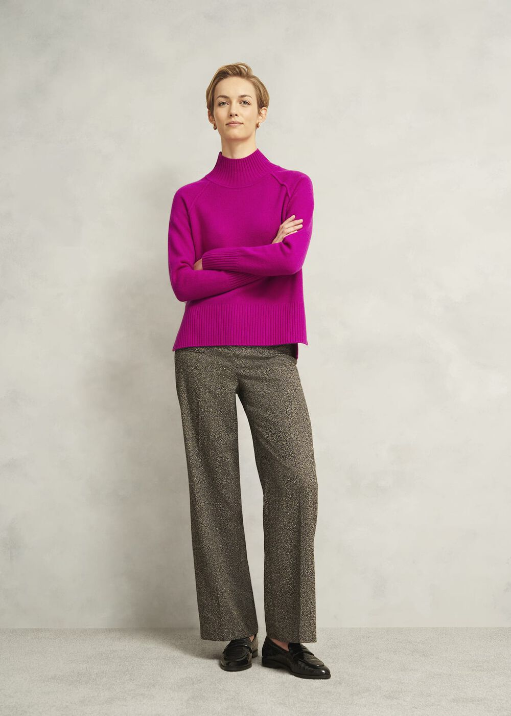 Pink Lorraine Wool Blend Turtle Neck Knitted Jumper