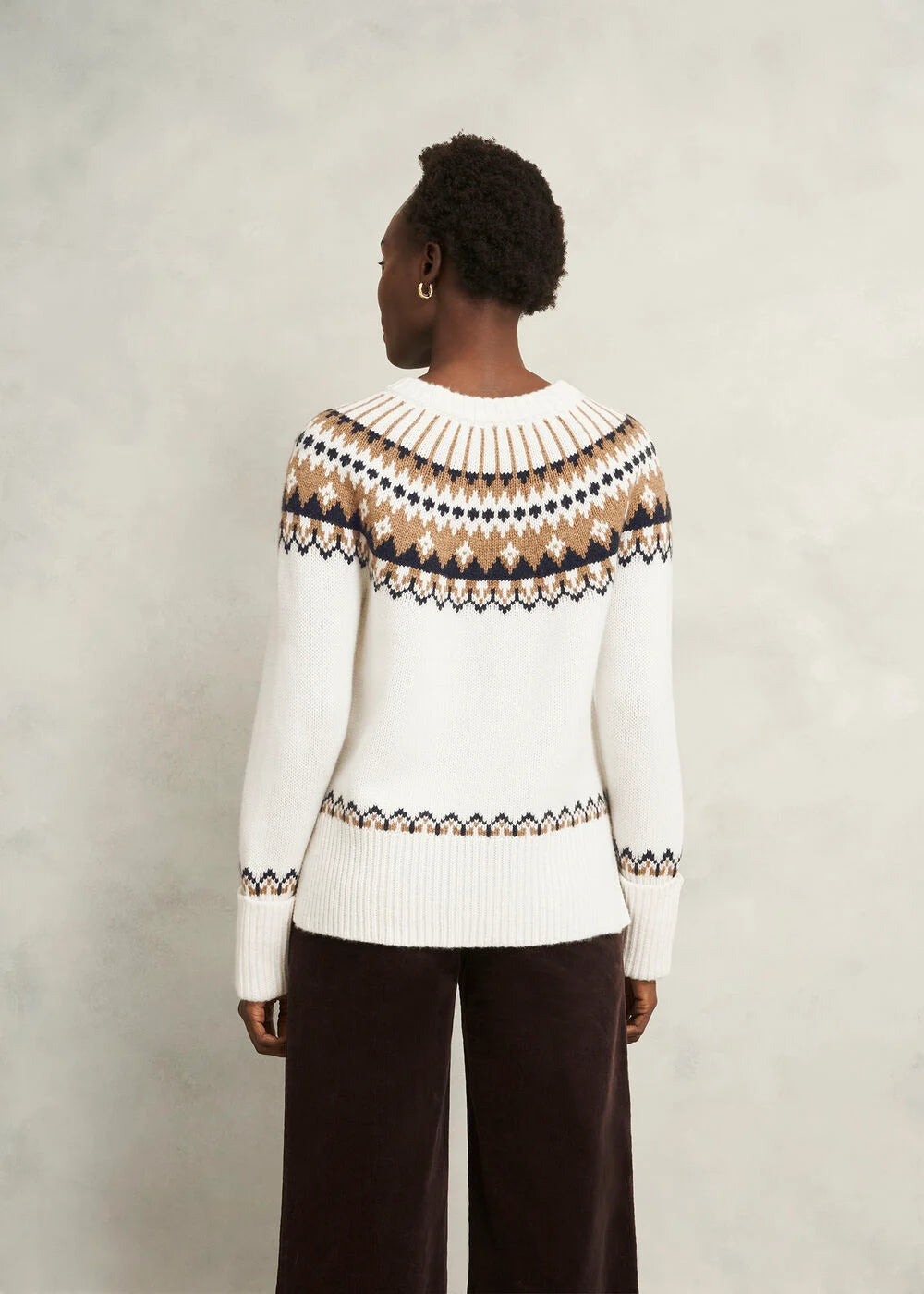 Ivory Camel Anya Fairisle Chunky Crew Jumper