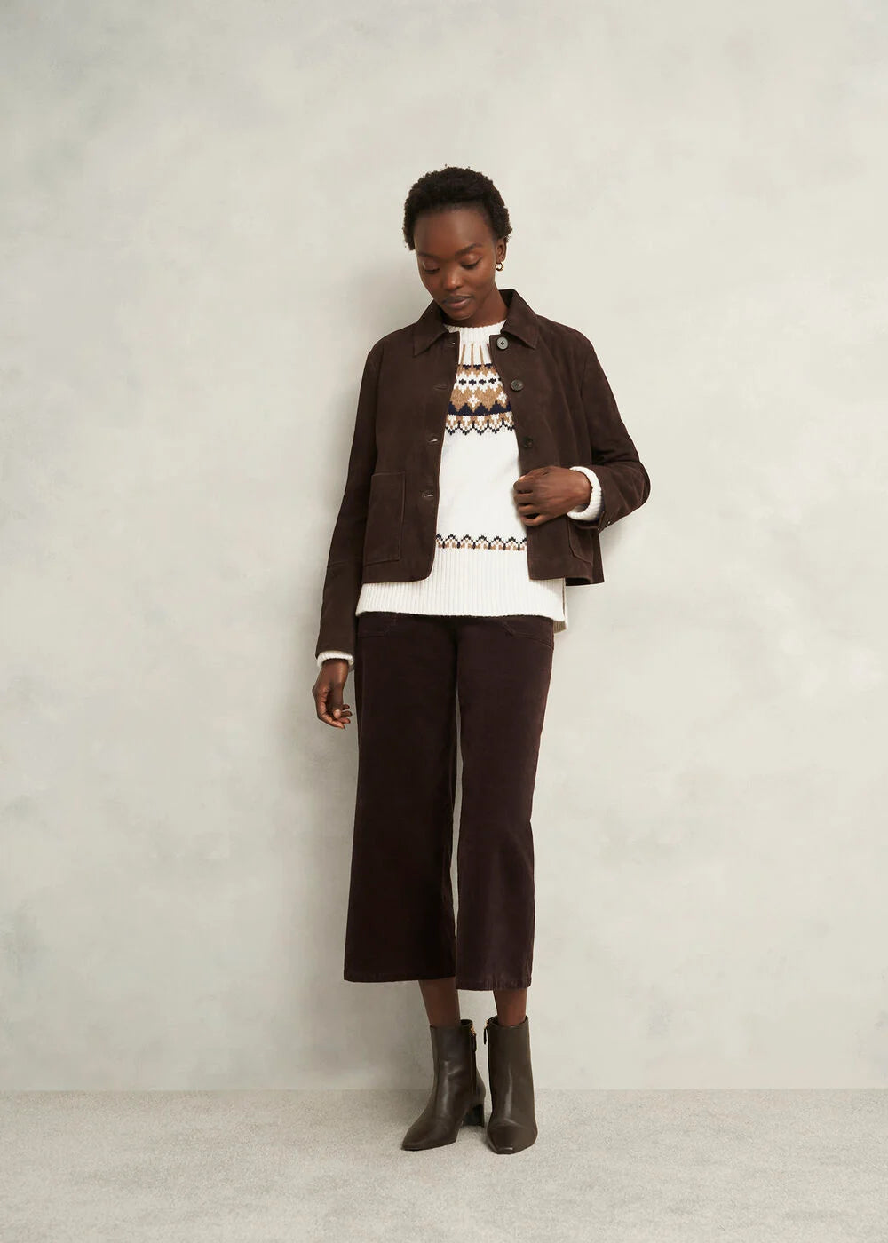 Ivory Camel Anya Fairisle Chunky Crew Jumper